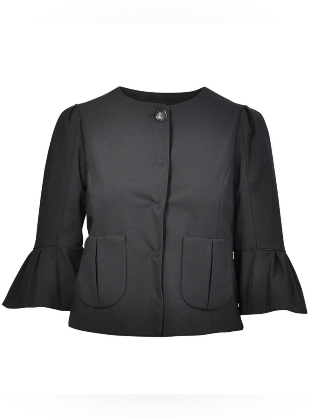 Fendi Black Bell-Sleeve Cropped Blazer